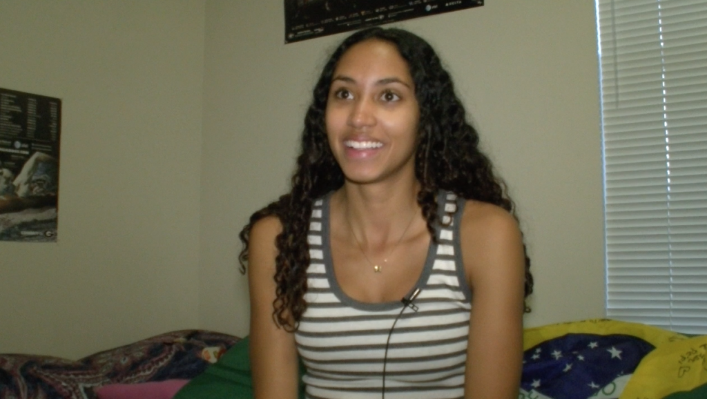 Mayla Gomes in her dorm room at UGA